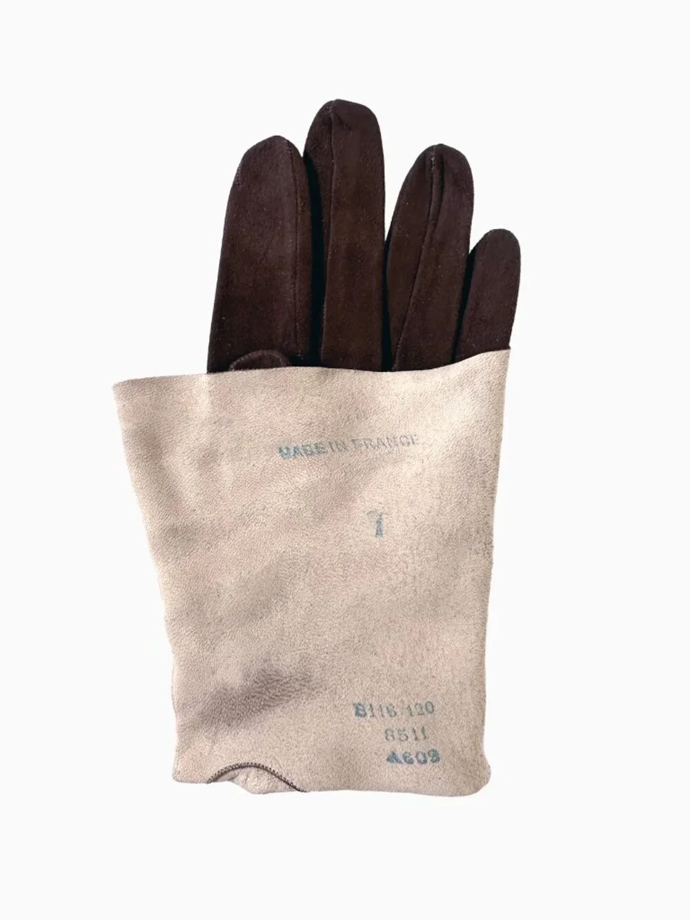 Vtg Le Gant Trefousse Brown Suede Kidskin Leather Gloves 7 Embroidered France